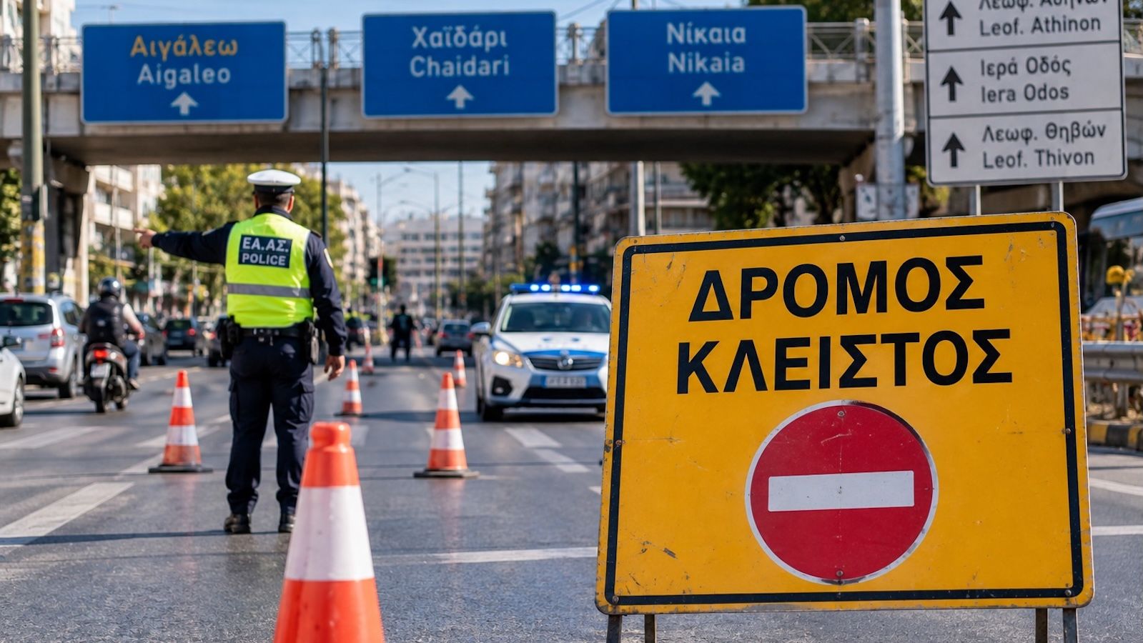 Κλείνουν δρόμοι στη δυτική Αθήνα την Κυριακή 